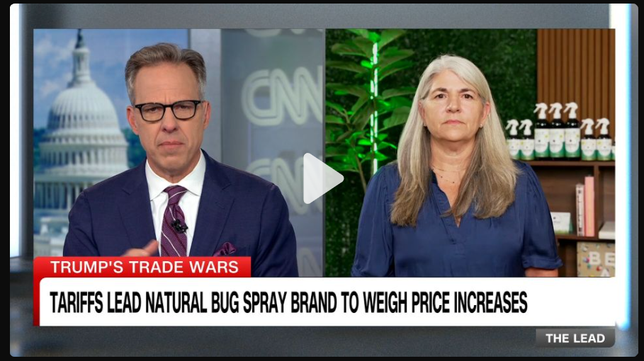CNN Small Business (September 2025) Bug spray brand founder on tariffs: "I have no control"