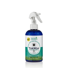 3 Moms Organics mosquito and tick repellent spray bottle, 8oz clear plastic container with yellow and purple label, lemon